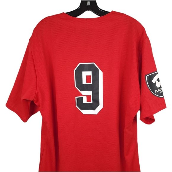 DeMarini Baseball Jersey Mens Size L Platinum Squad BB 9 Button Front Red - Picture 8 of 11